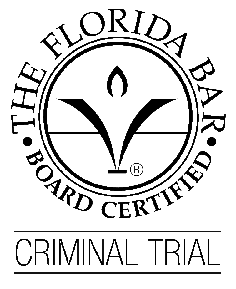 Florida Bar Board Certified logo featuring a stylized flame and laurel motif within a circular seal.
