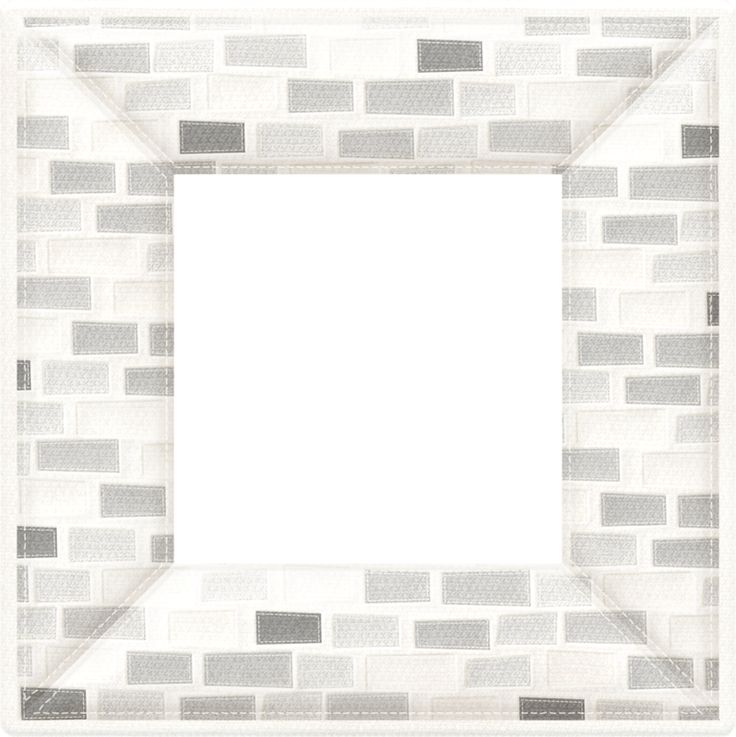 White square plate with gray brick-patterned border and central blank space for food presentation.