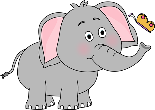 Friendly Cartoon Elephant with Butterfly - Free Illustration