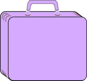 A simple purple suitcase illustration with a top handle and side stitching details.