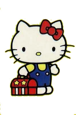 Hello Kitty with Suitcase - Classic Sanrio Character Illustration