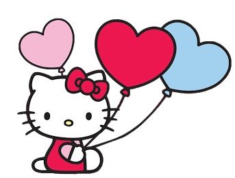 Hello Kitty with Heart Balloons - Cute Valentine’s & Celebration Illustration