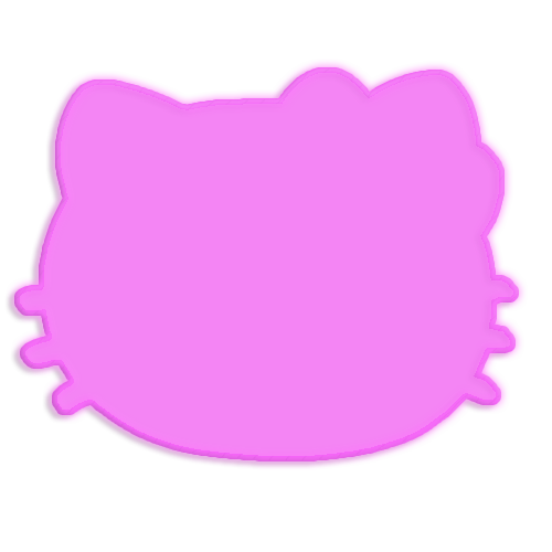 Pink cat-shaped decorative frame with scalloped edges and soft shadow effect