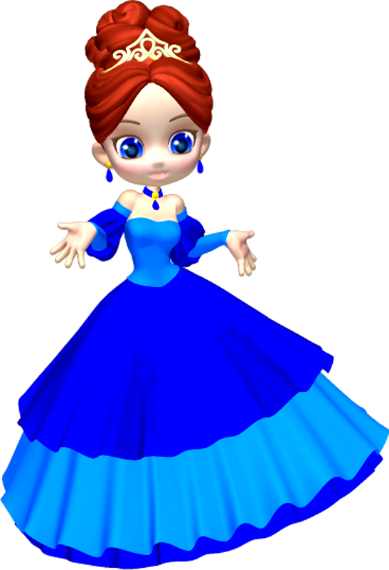 Animated Princess Character in Royal Blue Gown - Free Clipart & Illustration