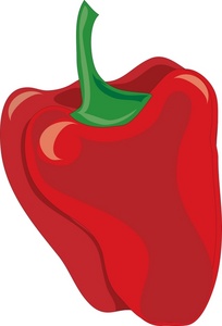 Vibrant red bell pepper with glossy surface and green stem, illustrated in clean vector style.