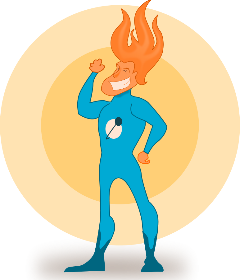 Flame-Haired Superhero Character Illustration - Vibrant & Energetic Design