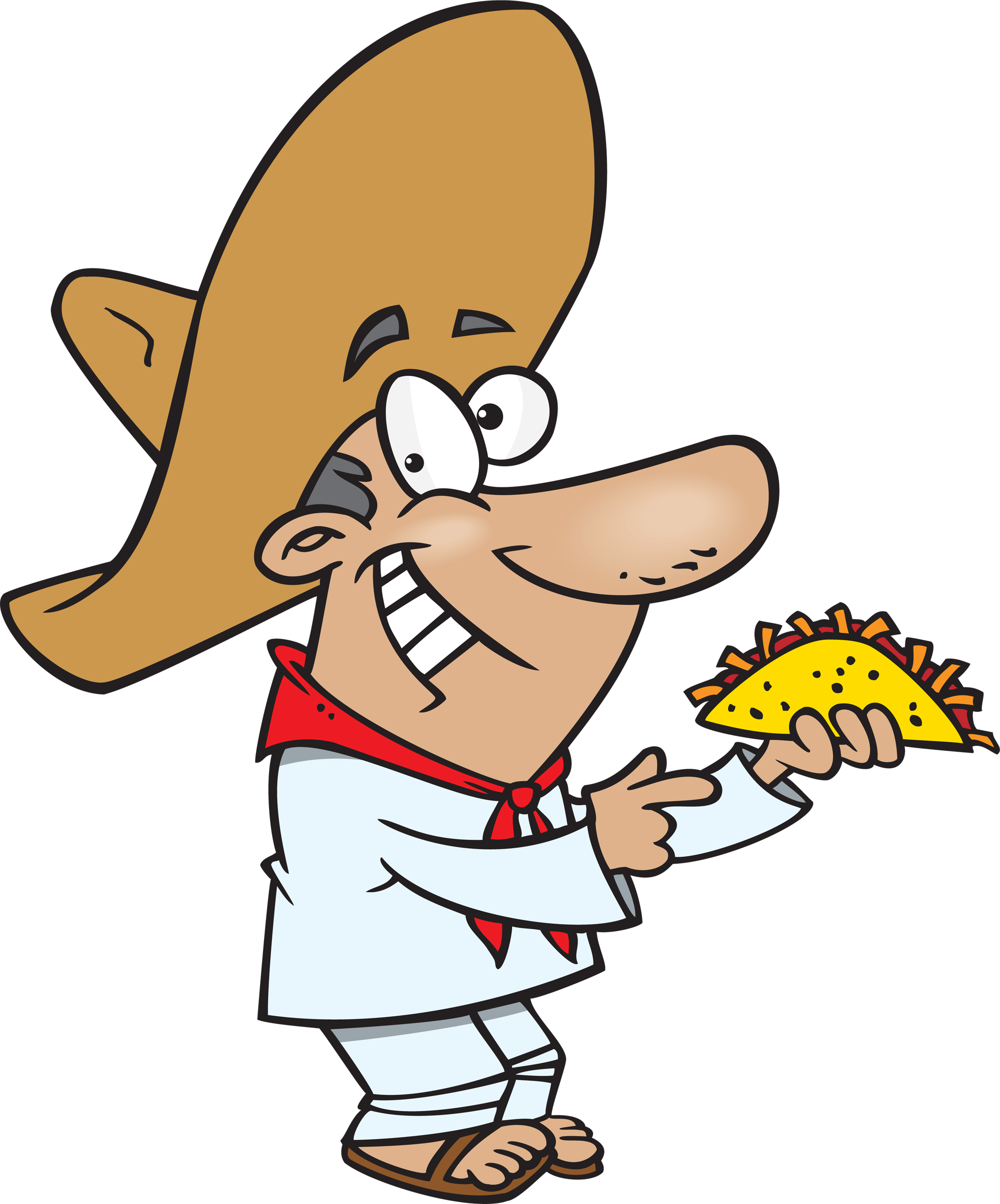 Fun Mexican Chef Cartoon Holding a Taco - Free Clipart & Illustration