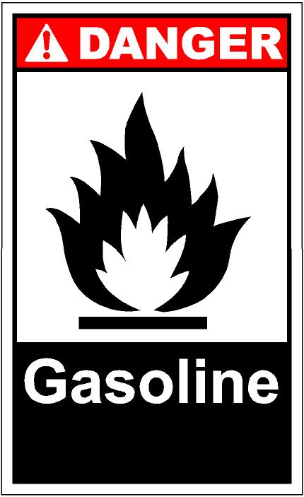 Gasoline Flammable Warning Sign - Safety Hazard Symbol