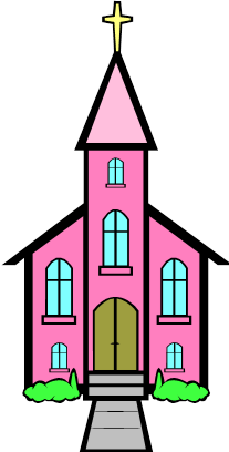 Pink Church Illustration - Friendly Religious Building Clipart