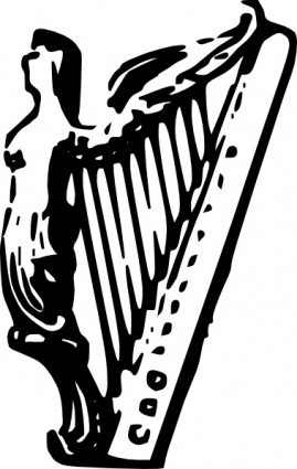 Celtic Harp Illustration - Traditional Irish Harp Design