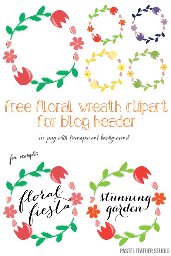 Free floral wreath clipart for blog header 