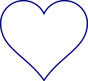 White heart icon with bold blue outline on black background, symbolizing love or affection.