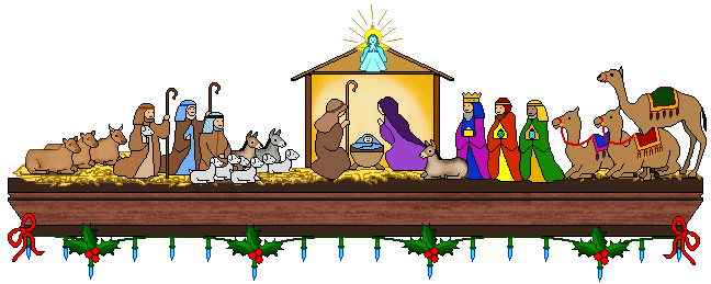 Mantle clip art christmas mantle with nativity scene image