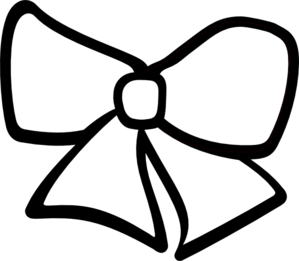 White ribbon bow icon on black background, minimalist vector style.