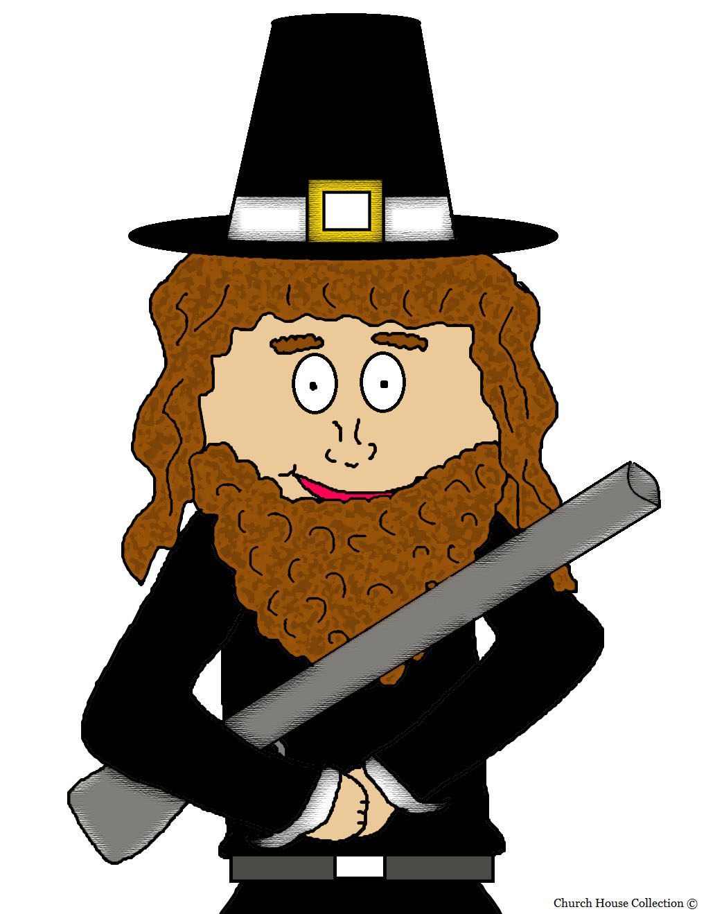 Friendly Pilgrim Man Cartoon - Thanksgiving Clip Art for Kids & Teachers