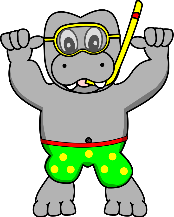 Fun Snorkeling Hippo Cartoon - Kids’ Ocean Adventure Illustration