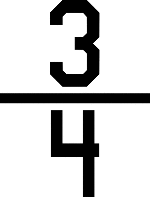 Numerical fraction 3/4 