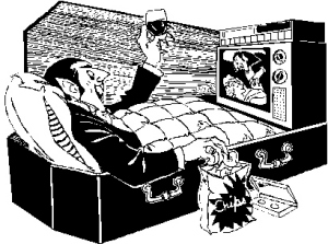 Relaxing at Home with TV and Snacks - Classic Leisure Scene