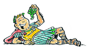 Roman Banquet Scene - Reclining Figure with Grapes Illustration