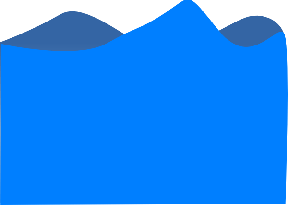 Abstract blue mountain silhouette with layered peaks against white background.