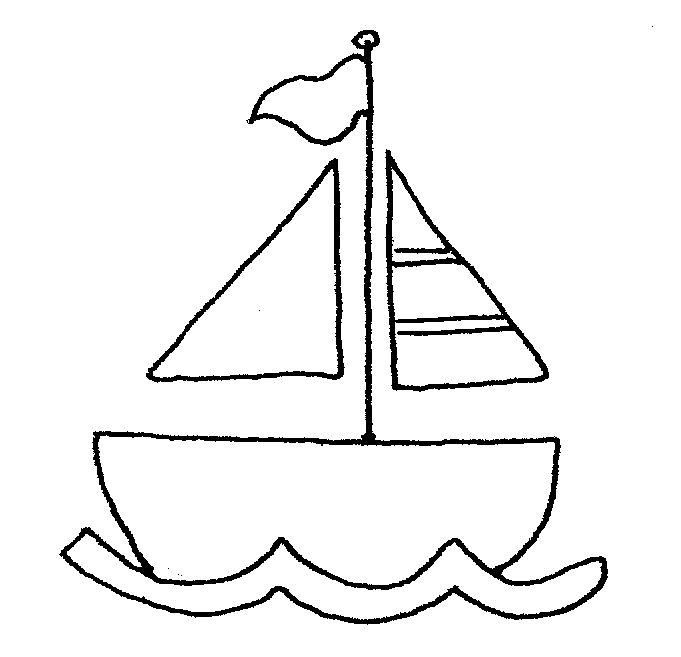 Black and white cute boat clipart