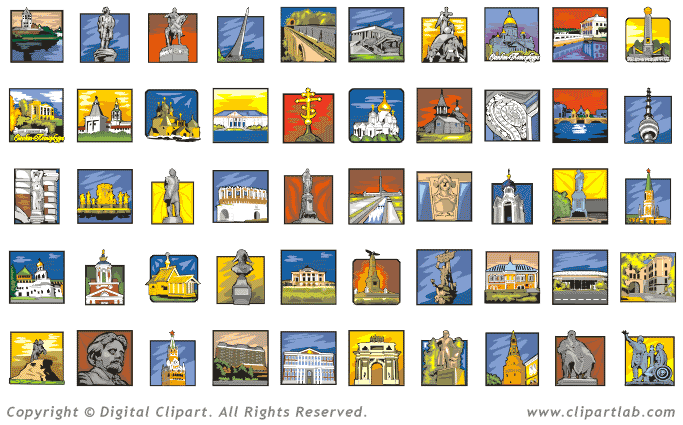 World Landmarks Vector Illustrations Collection - Digital Clipart