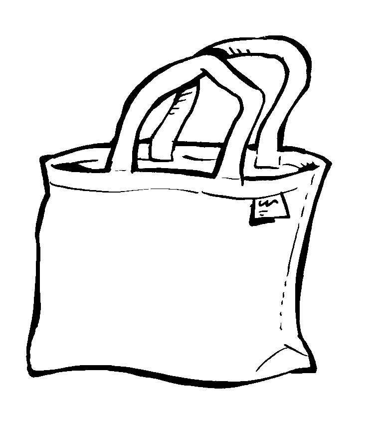 grocery bag clipart black and white