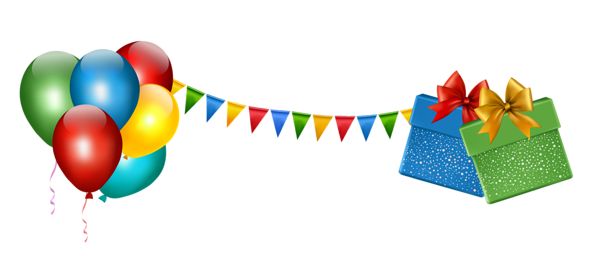 Celebration Party Decorations - Balloons, Bunting & Gift Boxes