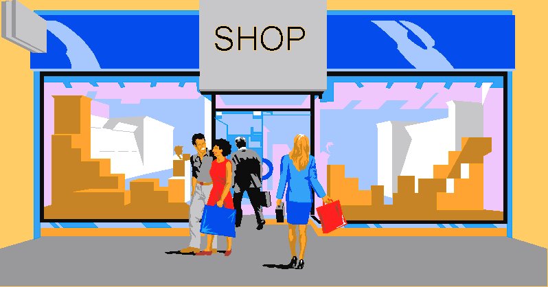 Modern Retail Shopping Experience - Illustration of Customers at Storefront