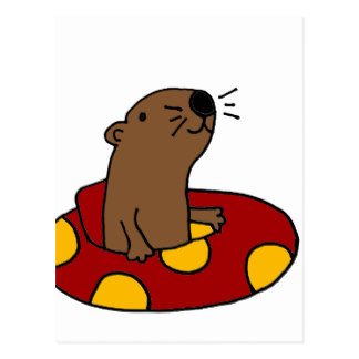 Cute Beaver in Polka-Dot Inner Tube - Fun Animal Illustration