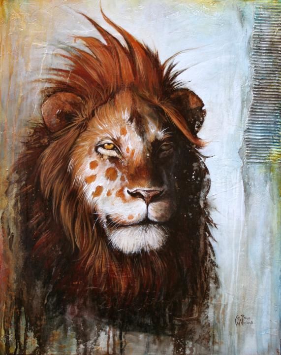 Majestic Lion Painting - Expressive Wildlife Art by Contemporary Artist