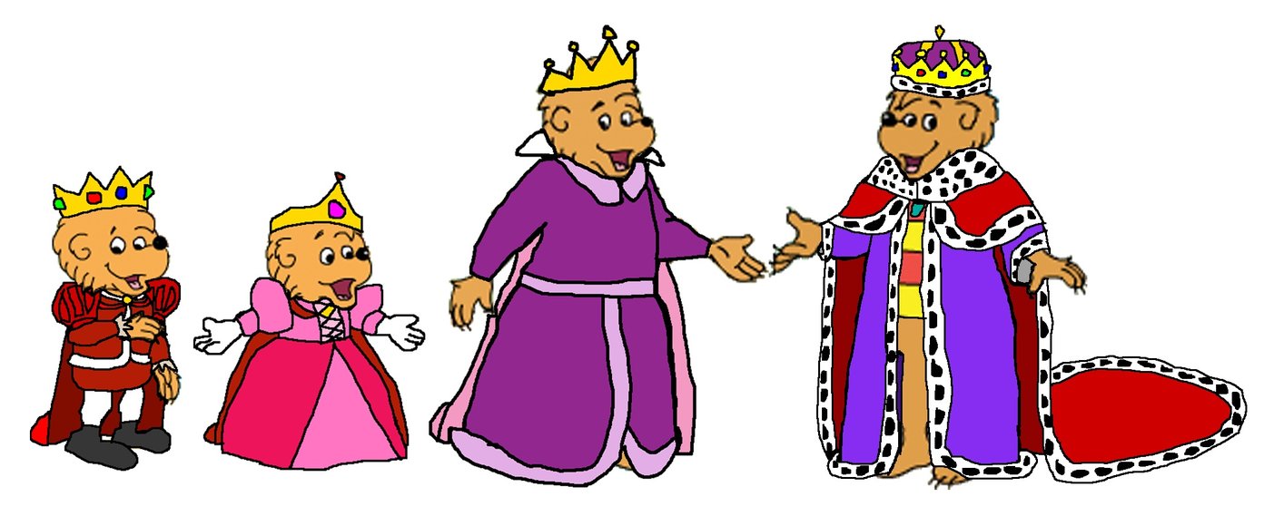 Bear Royalty Cartoon Characters - King, Queen, Princess & Prince Illustration