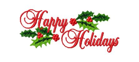 Happy Holidays Greeting - Festive Embroidered Design