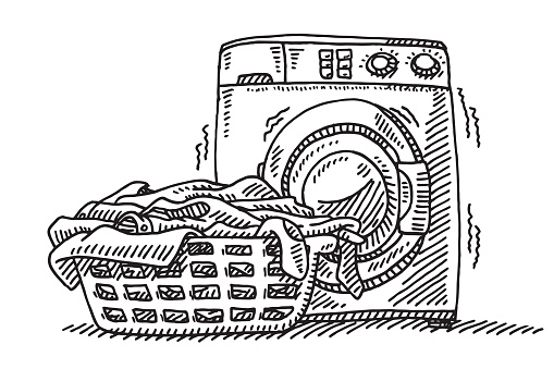 Laundry basket clipart black and white