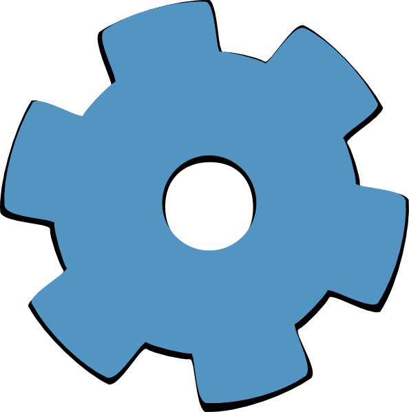 Blue gear icon representing settings, configuration, or system preferences.