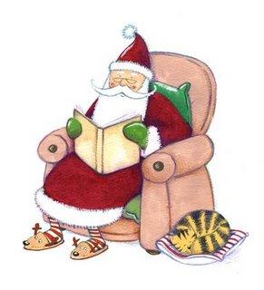 Cozy Christmas Scene: Santa Reading with His Cat