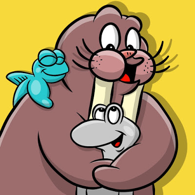 Friendly Walrus and Seal Cartoon Illustration for Kids’ Content
