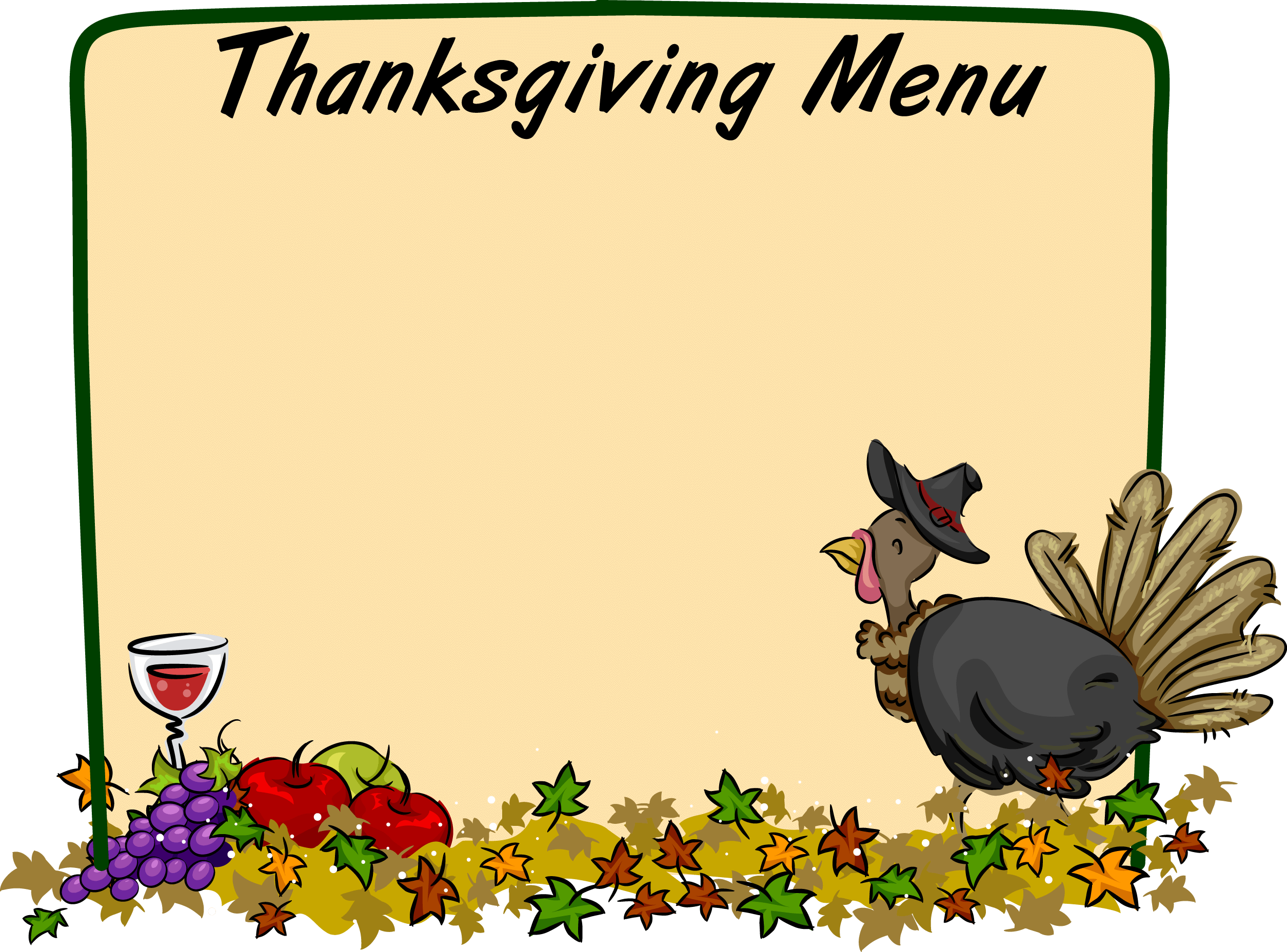 thanksgiving dinner menu clipart - Clip Art Library