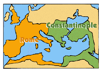 Roman Empire Division Map: Rome vs Constantinople