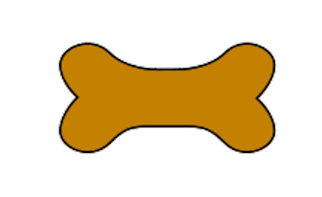 Simple brown cartoon-style dog bone icon on white background