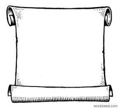 Blank parchment scroll with rolled edges, hand-drawn sketch style.