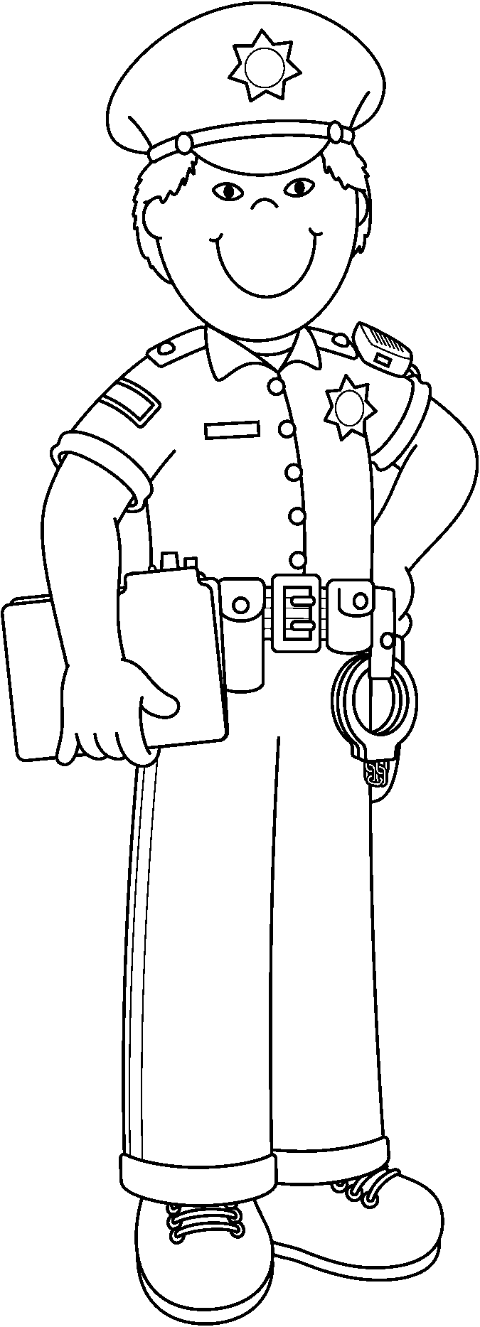 police woman clipart black and white
