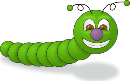 Happy Green Caterpillar Cartoon - Free Illustration for Kids & Education