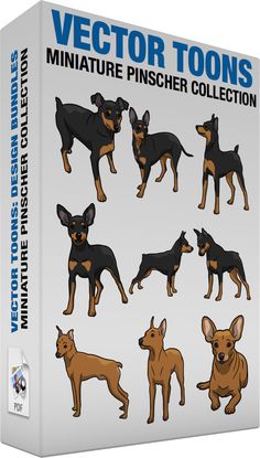Vector Toons Miniature Pinscher Clipart Collection - High-Quality Cartoon Dog Illustrations