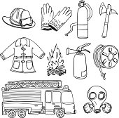 Firefighter tools clipart black and white