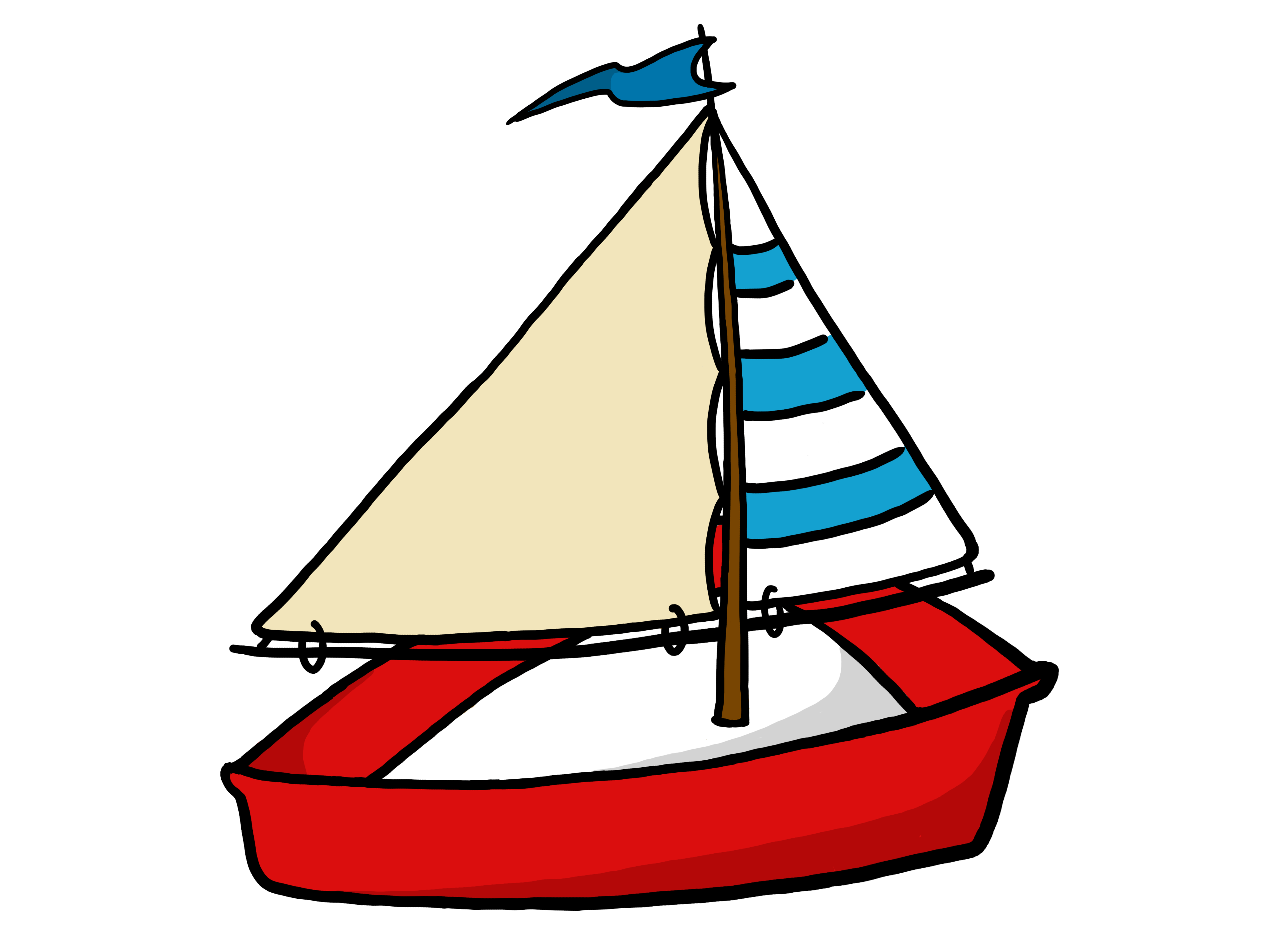 Illustration of a Classic Toy Sailboat for Kids and Nautical Themes