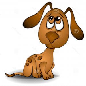 Sad Dog Cartoon - Expressive Illustration for Pet Emotion Themes