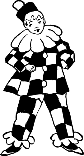 clown wig clipart black and white