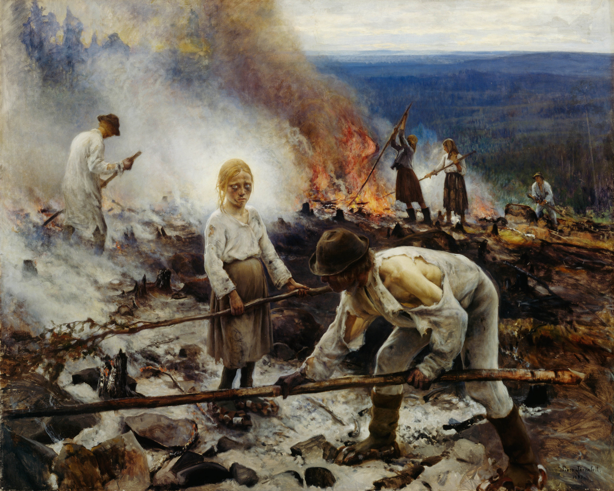 "The Burnt Clearing" by Eero Järnefelt - Finnish Realist Painting (1893)