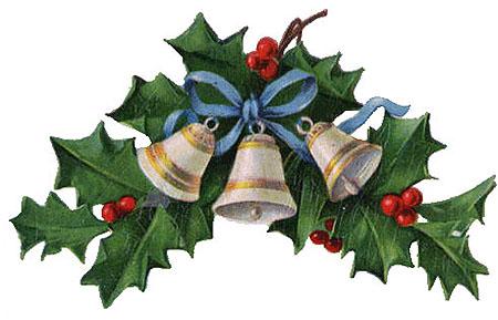 Christmas Holly and Bells Decoration - Holiday Clipart & Design Element
